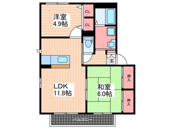 アルメリア鳴川Ｂ棟の物件間取画像